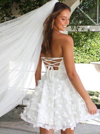 Strapless Sleeveless A-Line Natural Waist Lace Bridal Gowns Vestido De Novia Modern Satin Mermaid Bow Satin Court Train Sleeves Wedding Dress Princess White Bridal Gown