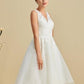 Civil Wedding Dress V-Neck Sleeveless Buttoned on the Back Satin Modern Bridal Gowns ow Satin Court Train Sleeves Bridal Gown Princess White Vestido De Novia Mermaid