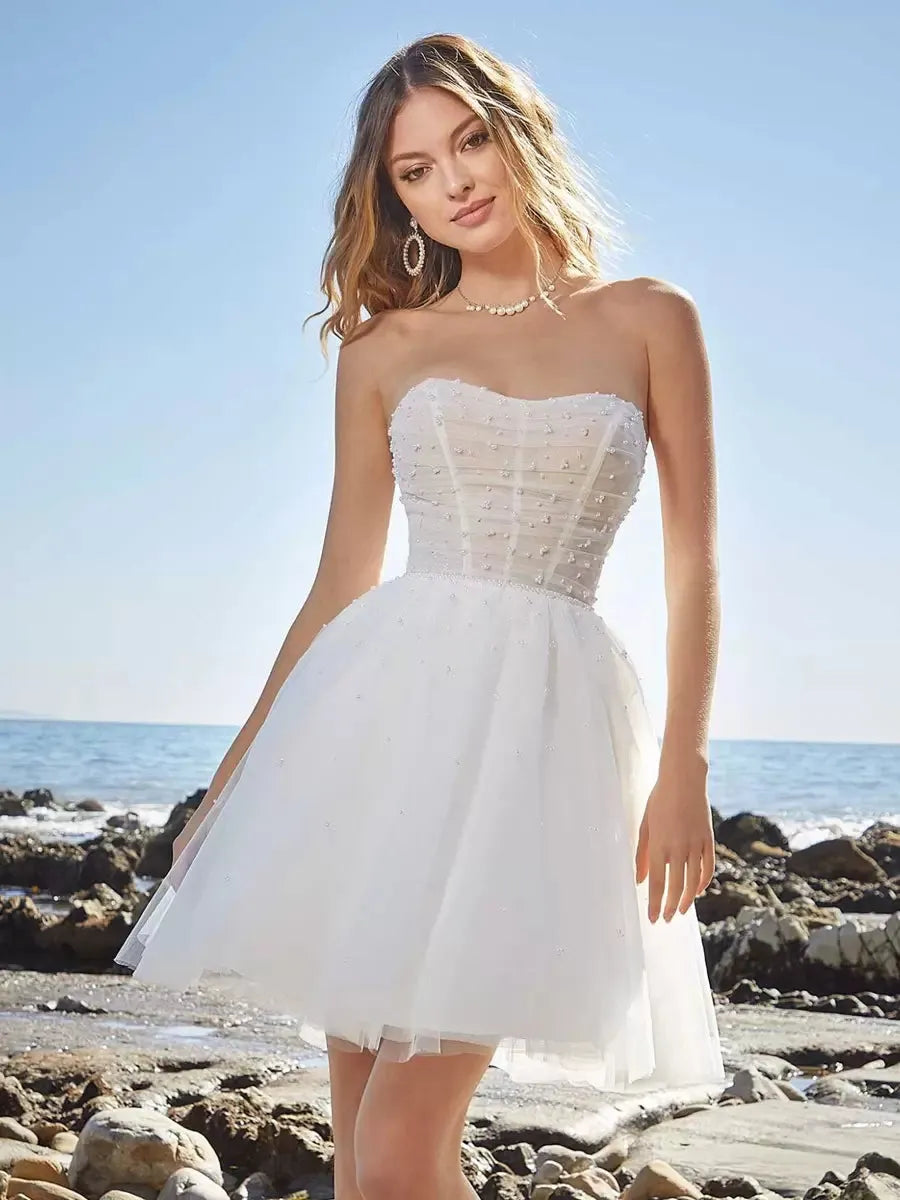 Civil Wedding Dress Sweetheart Neckline Decorated Modern Bridal Gowns Bow Satin Court Train Sleeves Bridal Gown Princess White Vestido De Novia Satin Mermaid Satin