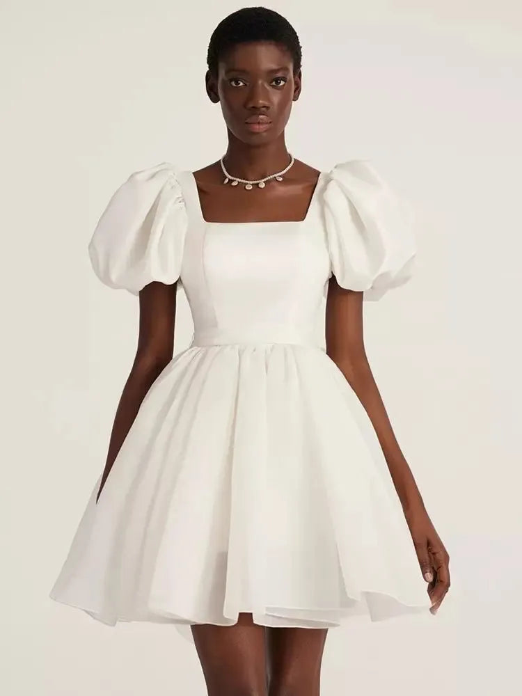 Neckline Short Sleeves Wedding Dress Modern Vestido De Novia Satin Mermaid Bridal Gowns ow Satin Court Train Sleeves Bridal Gown Princess White Satin