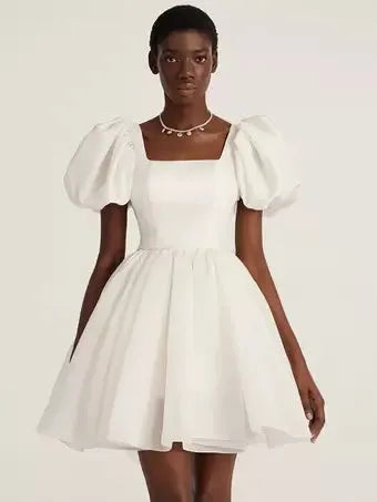 Neckline Short Sleeves Wedding Dress Modern Vestido De Novia Satin Mermaid Bridal Gowns ow Satin Court Train Sleeves Bridal Gown Princess White Satin