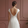 Simple Sleeve Wedding Dress Minimalist Short Crepe Stretch Gown