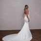 Elegant Mermaid Wedding Dresses Women Spaghetti Strap Open Back Square Collar Simple Bridal Gowns Sweep Train Vestidos De Noiva