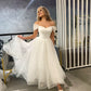 فستان زفاف قصير بسيط من الكتف Dot Tulle Bridal Gown Length مخصص من Vestidos De Novia