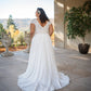Gaun pengantin sifon a-line plus ukuran ganda v-neck renda jubah de mariée gaun pengantin lengan pendek dibuat khusus
