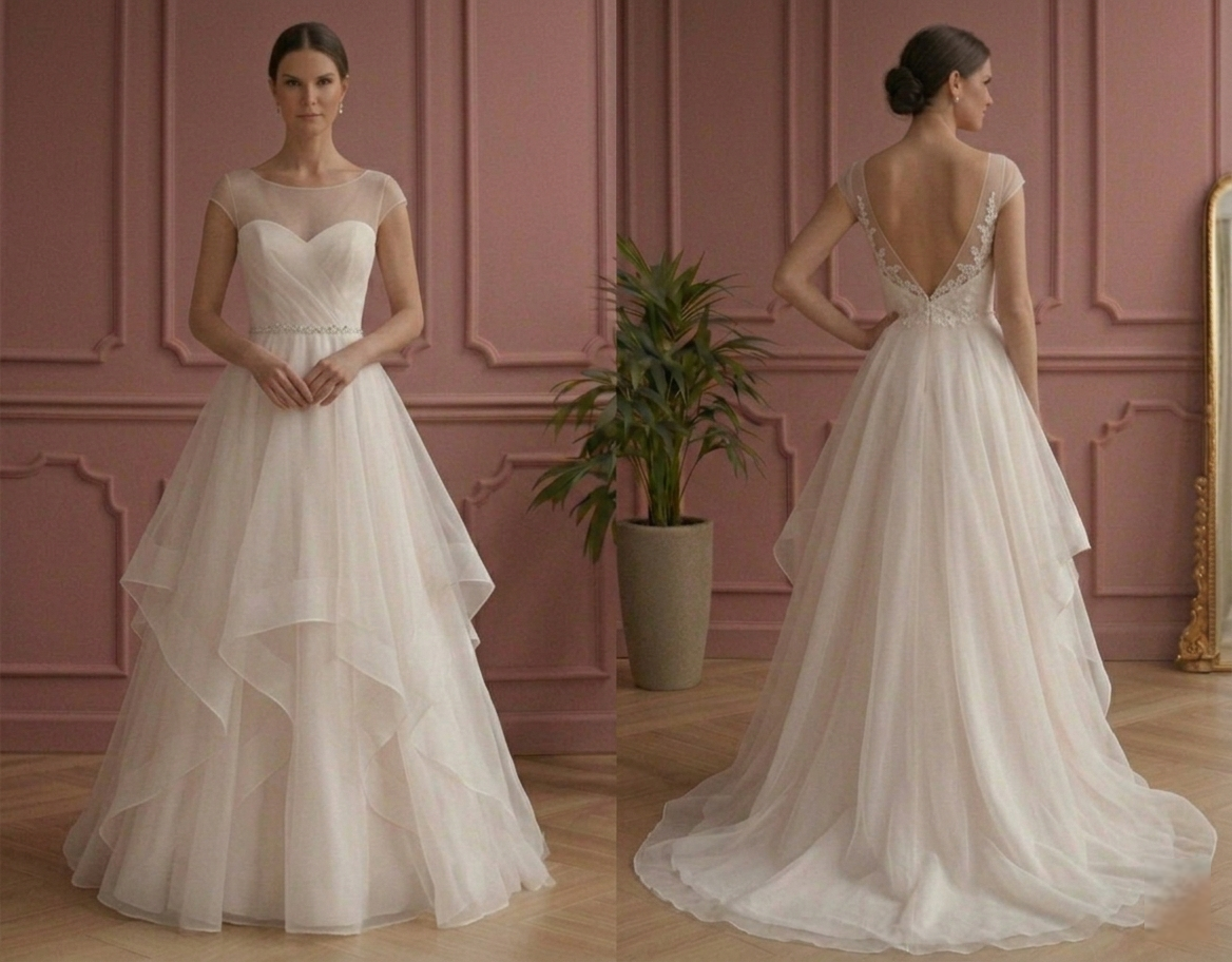 Soft A-Line Wedding Dress Organza Lightweight Romantic