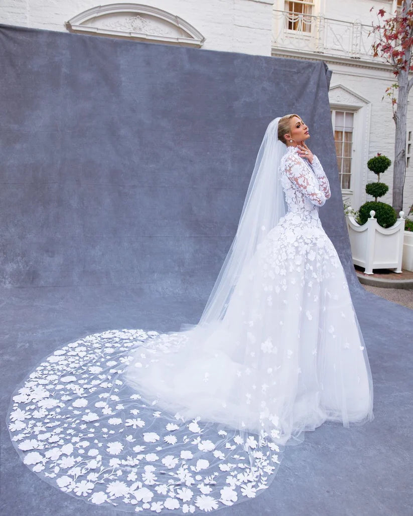 Vestido de novia de encaje de cuello alto, vestidos de novia de corte a de manga larga, vestido de Boda de Princesa bohemio, vestidos de novia de tamaño personalizado 