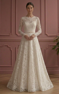 Vintage Inspired A-Line Wedding Dress Victorian Lace Bridal