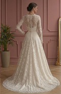 Vintage Inspired A-Line Wedding Dress Victorian Lace Bridal