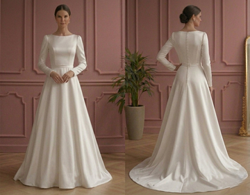 Modern Satin A-Line Wedding Dress Clean Silhouette Gown