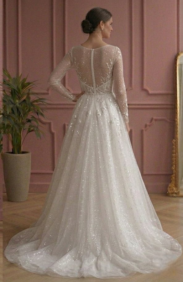 Fairytale A-Line Wedding Dress Sparkle Tulle Princess