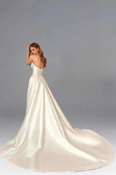 LORIE Sexy Satin épaules dénudées robes de mariée avec Train détachable chérie a-ligne blanc/ivoire robes de mariée vestidos de novia