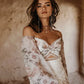 Bohemian Floral Print Appliques Lace A-Line Wedding Dresses Off The Shoulder Long Sleeve Bridal Gowns Vestidos De Novia