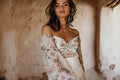 Bohemian Floral Print Appliques Lace A-Line Wedding Dresses Off The Shoulder Long Sleeve Bridal Gowns Vestidos De Novia