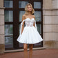 Short Wedding Dress with a Full A-Line Skirt and Dropped Straps Satin Princess Modern  Vestido De Novia Mermaid Court Train White Sleeves Bridal Gowns