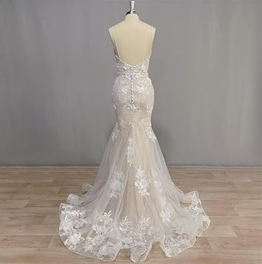 Robe de mariée sirène Sexy, fleurs 3D, sans manches, bretelles Spaghetti, décolleté en V profond, dos nu 