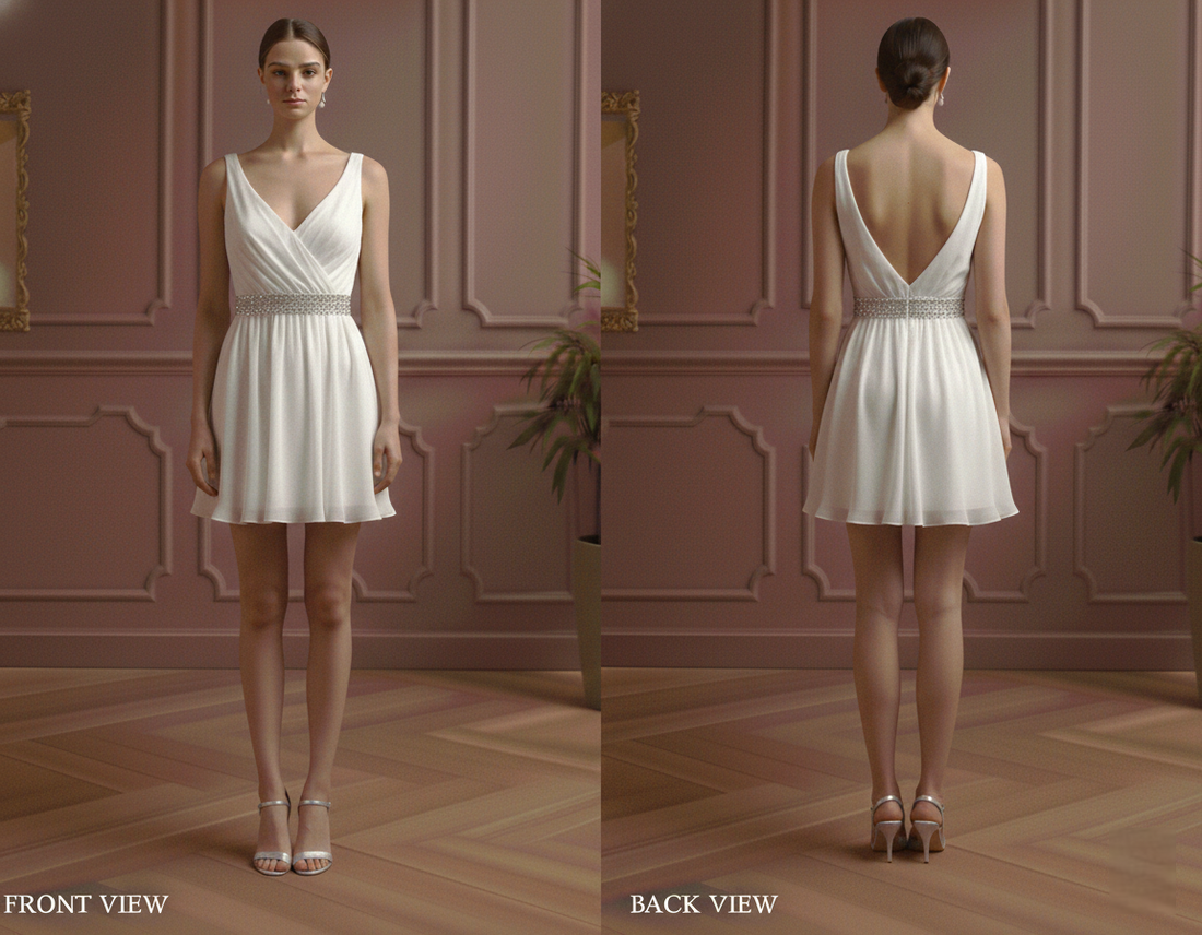 Empire Waist Wedding Dress Greek Short Chiffon Goddess Style