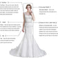 Newest Satin A Line Wedding Dress Sweetheart Long Sleeve With Pearls High Slit Bride Dress Illusion Back Robe De Mariee