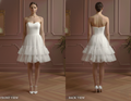 Ruffle Wedding Dress Tiered Tulle Short Skirt Strapless Gown