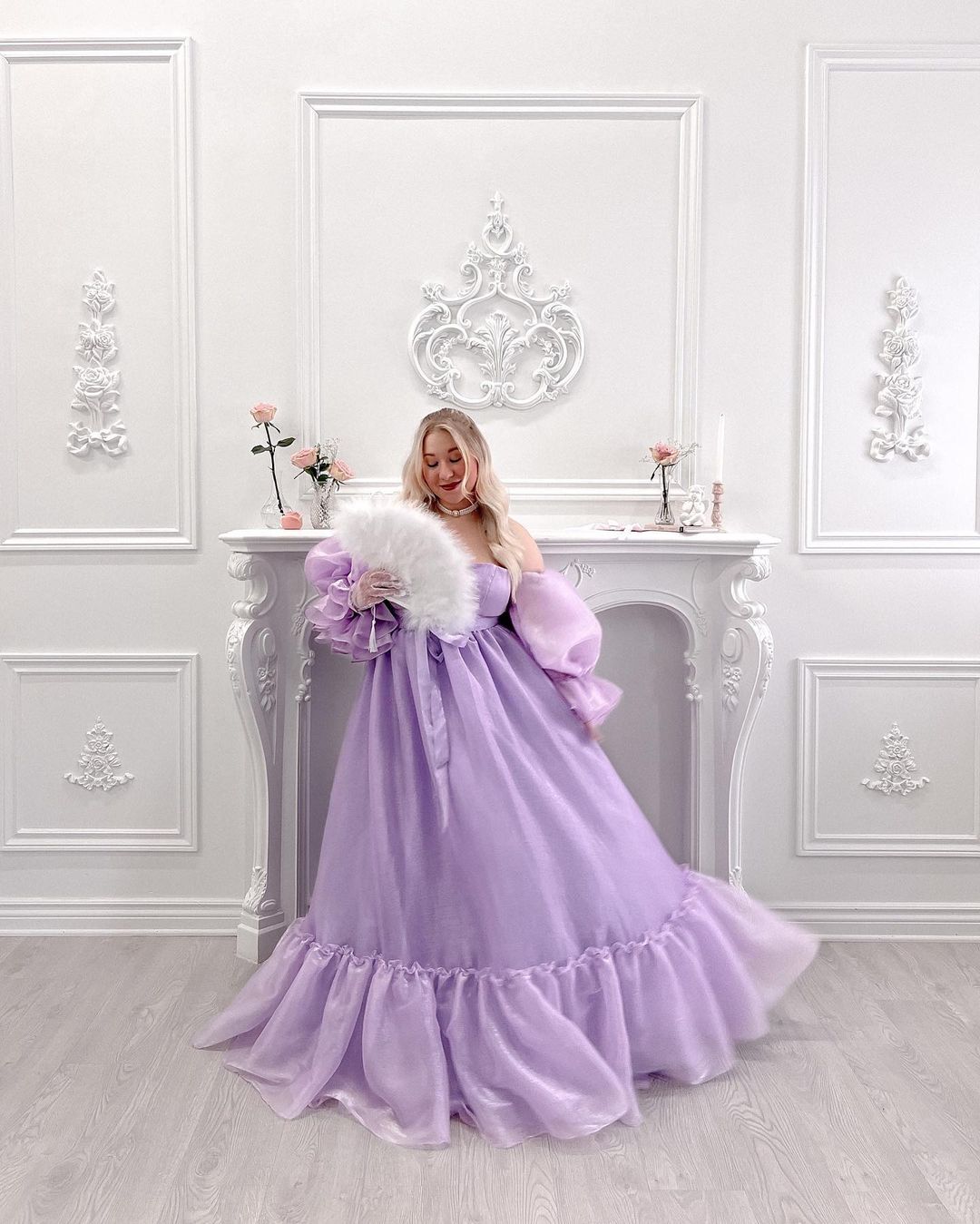 Lavender Off Shoulder Prom Dresses Sweetheart Puffy Sleeves فساتين السهرة Elegant Floor-Length A-line Vestidos De Noche