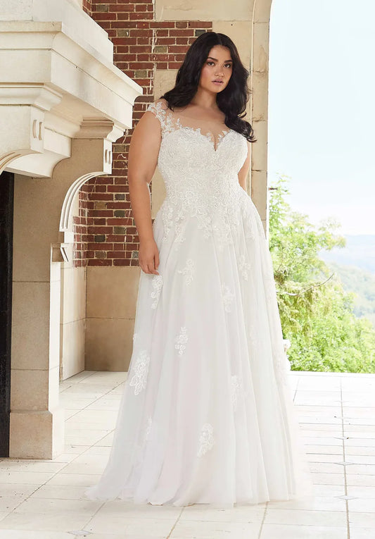 Boho Plus Size Wedding Dresses Scoop Neck Cap Lengan A-Line Gaun Pengantin Putih/Ivory Gading Vestidos de Novia