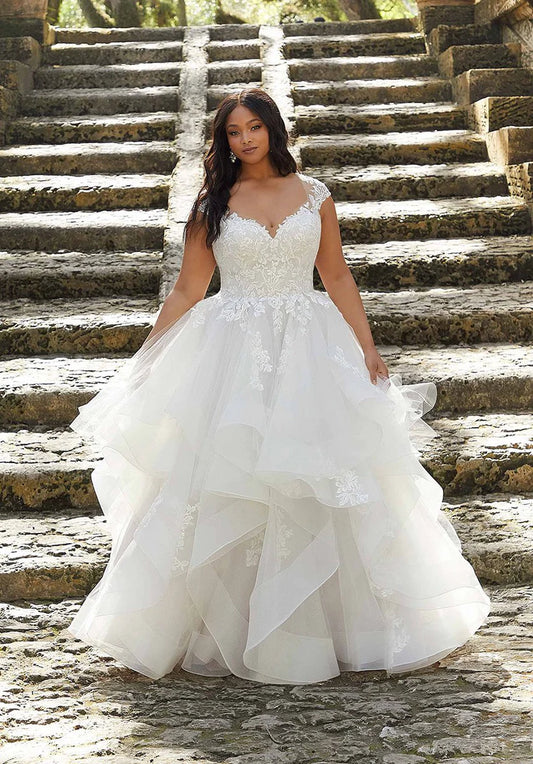 Robe De mariée grande taille pour grande femme, manches cape, col en V, dentelle appliquée, ligne a, boutons, robes De mariée 