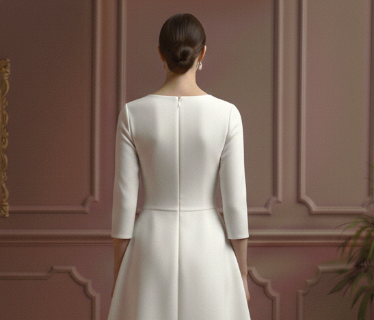 Civil Sleeve Wedding Dress Simple Short City Hall Minimal