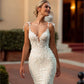 Gaun Pengantin Mermaid Lace yang indah vestido de novia spaghetii strap gaun pengantin gaun pengantin renda appliqued
