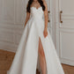 Wedding Dress with Detachable Train Mermaid Satin Princess Vestido De Novia Court Train Dress Bridal Gown Bow  Simple