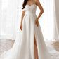 Leg-Slit Wedding Dress Simple Satin Vestido De Novia Court Train Dress Bridal Gown Princess  Mermaid Bow