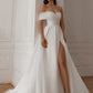 Leg-Slit Wedding Dress Simple Satin Vestido De Novia Court Train Dress Bridal Gown Princess  Mermaid Bow