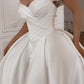 Basque Waist Wedding Dress Satin Princess Mermaid Vestido De Novia Court Train Dress Bridal Gown Bow  Simple