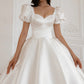 White Wedding Dress with Long Train Mermaid Bow Simple Satin Princess Vestido De Novia Court Train Dress Bridal Gown