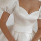 White Wedding Dress with Long Train Mermaid Bow Simple Satin Princess Vestido De Novia Court Train Dress Bridal Gown