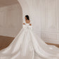 White Wedding Dress with Long Train Mermaid Bow Simple Satin Princess Vestido De Novia Court Train Dress Bridal Gown