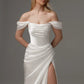 Wedding Dress with Detachable Straps Mermaid Vestido De Novia Satin Princess Court Train Dress Bridal Gown Bow  Simple