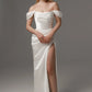 Wedding Dress with Detachable Straps Mermaid Vestido De Novia Satin Princess Court Train Dress Bridal Gown Bow  Simple