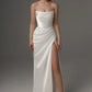 Wedding Dress with Detachable Straps Mermaid Vestido De Novia Satin Princess Court Train Dress Bridal Gown Bow  Simple