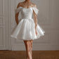 Short Wedding Dress with Detachable Straps Modern Mermaid Princess Gown Bow Court Train Dress Satin Vestido De Novia