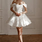 Short Wedding Dress with Detachable Straps Modern Mermaid Princess Gown Bow Court Train Dress Satin Vestido De Novia