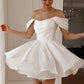 Short Wedding Dress with Detachable Straps Modern Mermaid Princess Gown Bow Court Train Dress Satin Vestido De Novia