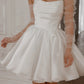 Short Wedding Dress with Detachable Straps Modern Mermaid Princess Gown Bow Court Train Dress Satin Vestido De Novia