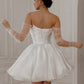 Short Wedding Dress with Detachable Straps Modern Mermaid Princess Gown Bow Court Train Dress Satin Vestido De Novia