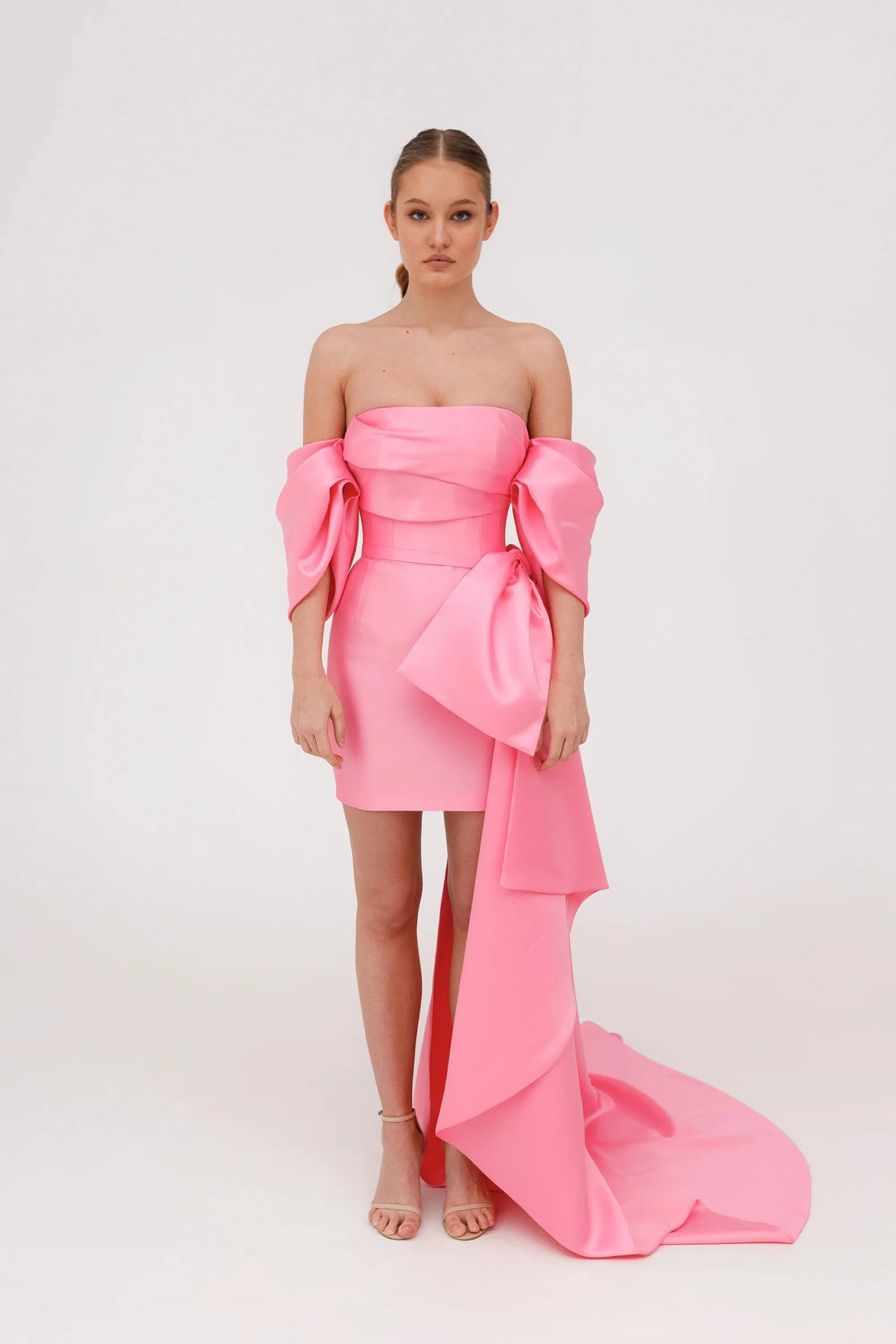 Prom Dream Satin Mermaid Princess Bridal Gown Vestido De Novia Bow Simple Court Train Wedding Dress Dress Satin