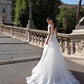 Lace Princess Wedding Dresses Deep V-Neck Cap Sleeves Long Bride Dresses Backless Appliques A-Line Wedding Gowns