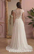 Bohemian A-Line Wedding Dress Chiffon Lightweight Summer Gown