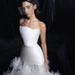 White Feather Ruffle Tulle A-line Dress Dresses Ball Gowns Evening Woman Elegant Formal Luxurious Women's Prom Weddings
