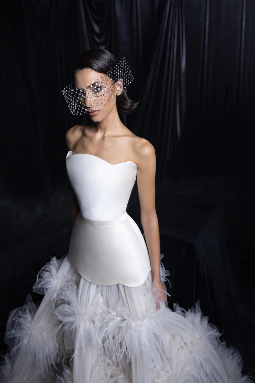 White Feather Ruffle Tulle A-line Dress Dresses Ball Gowns Evening Woman Elegant Formal Luxurious Women's Prom Weddings