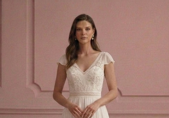 Bohemian A-Line Wedding Dress Chiffon Lightweight Summer Gown