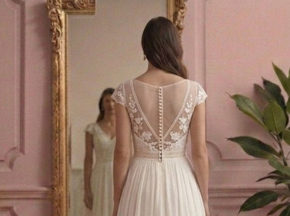 Bohemian A-Line Wedding Dress Chiffon Lightweight Summer Gown